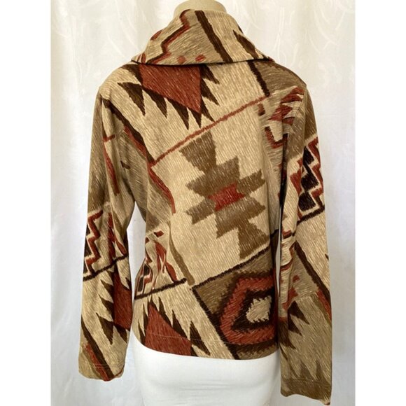 Ralph Lauren Jeans Geometric Lightweight Jacket Blazer Knit Cotton Brown… - Picture 3 of 5